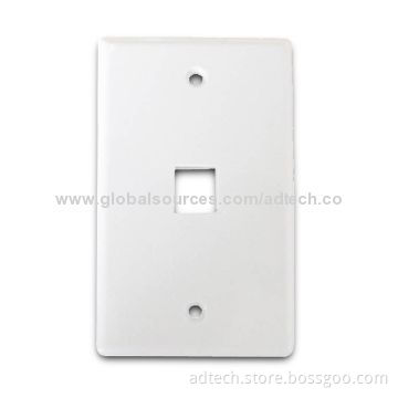 1 Port Single Gang Without Labeling RJ Keystone Jack Outlet Plate, Made of ABS Material